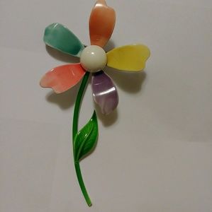 Flower Power Retro Mod Rainbow Brooch